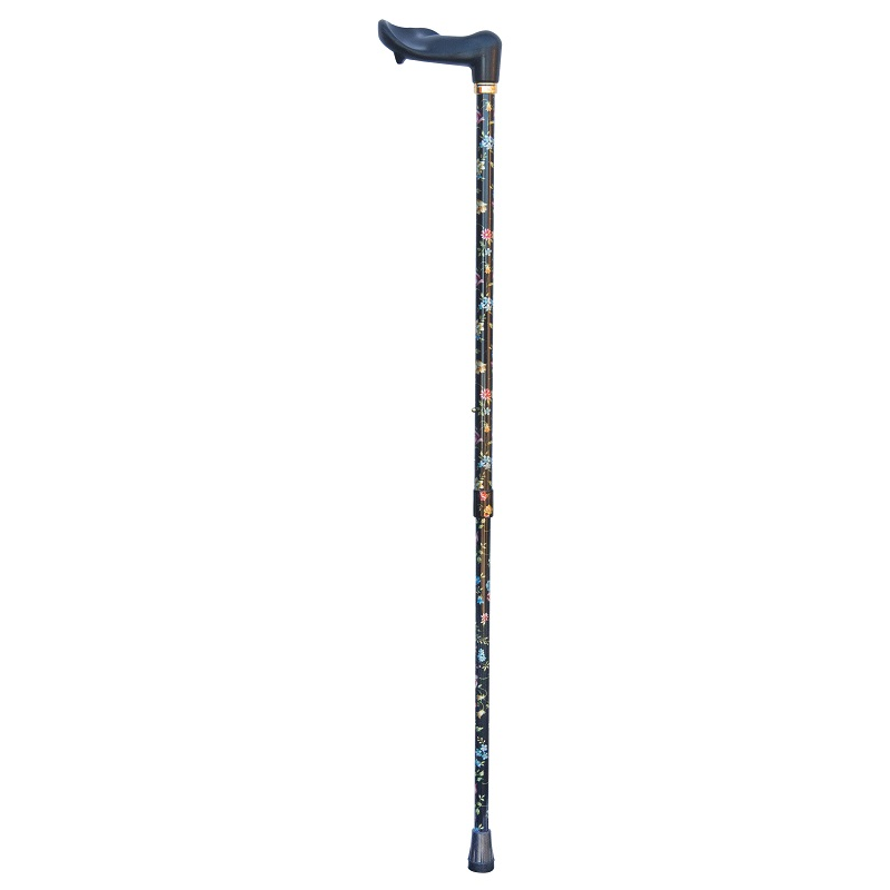 Canne anatomique florale noire Canne anatomique florale noire
